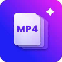 purple gradient colored mp4 format icon