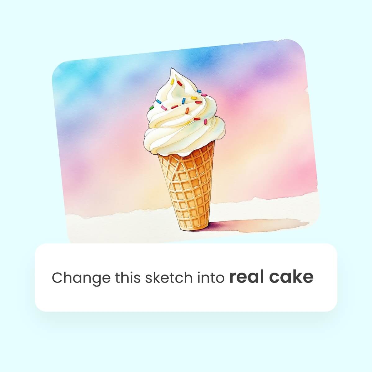 input prompt to turn a ice cream cane sketch into a real photo using fotor ai agent